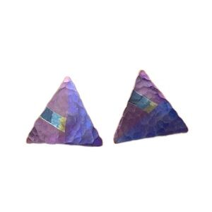 Niobium artisan Purple & Blue Triangular Stud Earrings